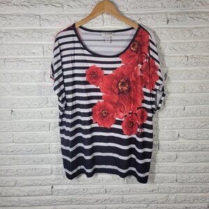 CD Daniels Womens Top 3X Plus Sleeveless‎ Lightweight Red Black FLO159E